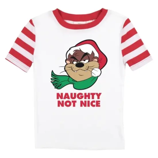 Looney Tunes Taz Naughty Not Nice Boy's Red & White Striped Sleep Set image {1}