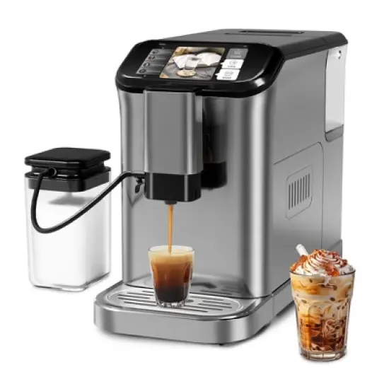 Super Automatic Espresso Machine 20 Bar High Pressure for Latte Espresso and Cappuccino, Stainless Steel Conical Burr Grinder image {9}