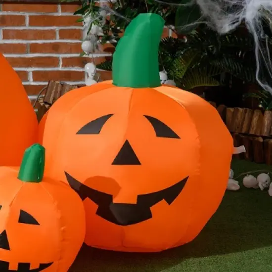 Outsunny 4ft Inflatable Halloween Pumpkin, Halloween Decoration with LED Lights for Garden Indoor Outdoor image {5}