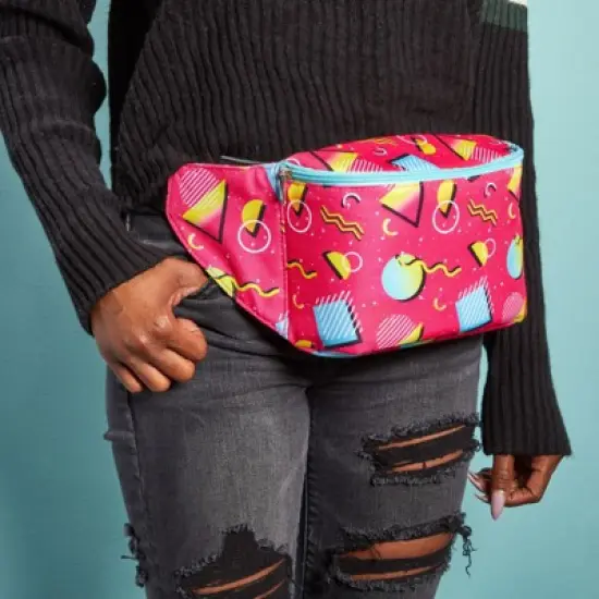 Zodaca Retro 90's Fanny Pack for Kids, Teens, Insulated Waist Bag Cooler with Adjustable Strap for School, Pink, 9 x 6 In image {1}