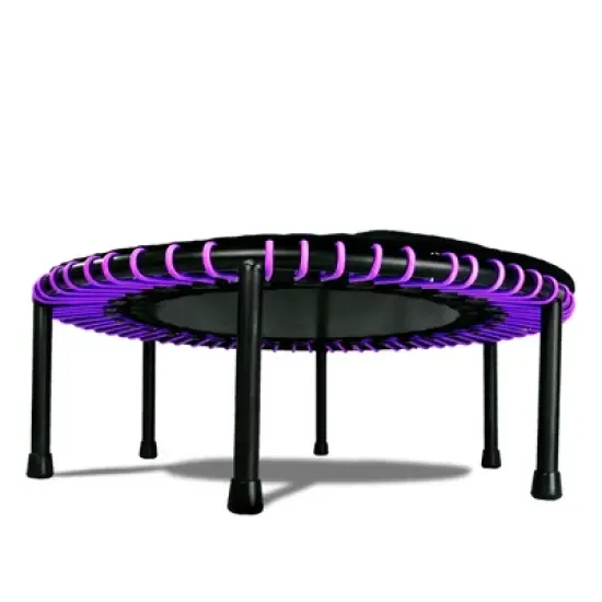 LEAPS & REBOUNDS 48" Adjustable Stability Bar Attachment with 48" Mini Fitness Trampoline and Home Gym Rebounder for Cardio Exercises, Purple image {5}
