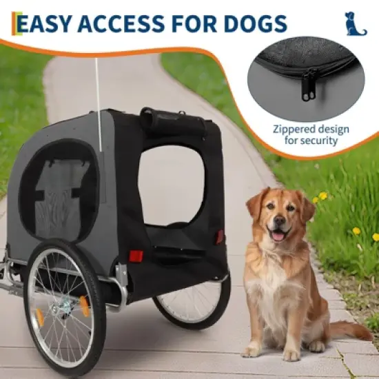 Dog Bike Trailer, 88LBS Dog Cart for Bicycle, Pet Cart Bicycle Carrier for Small and Medium Pets,Easy Folding Cart Frame, Quick Release Wheel image {3}