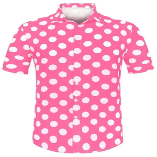 Lars Amadeus Men's Summer Polka Dots Button Down Short Sleeves Hawaiian Shirts image {9}