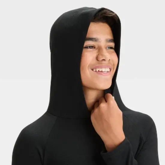 Boys' Long Sleeve Solid Rash Guard Top - art class&trade; Black image {2}