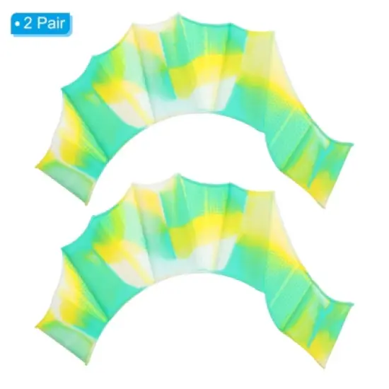 Unique Bargains Silicone Resistance Lightweight Aquatic Webbed Finger Frog Swimming Gloves 2 Pairs image {2}
