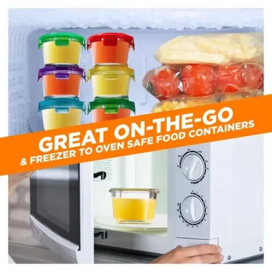 NutriChef 12 Pcs. Mini High Borosilicate Glass Round Meal-Prep Containers with Airtight Lid, 4oz image {5}
