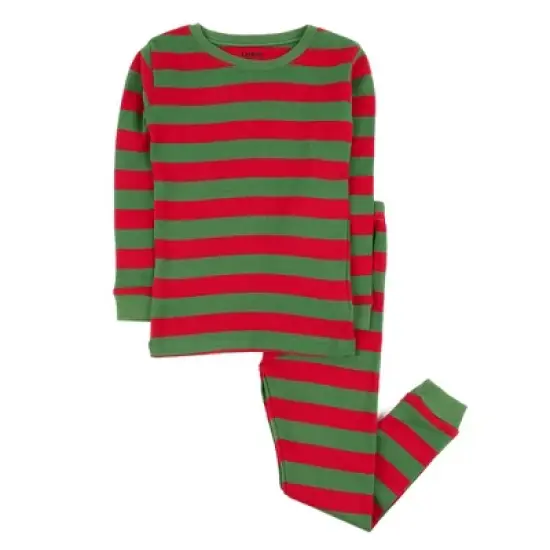 Leveret Kids Two Piece Cotton Striped Christmas Pajamas image {2}