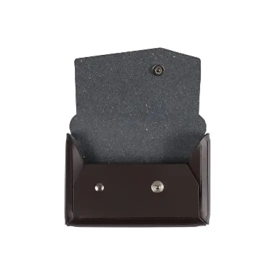 JAM Paper Italian Leather Business Card Holder Case with Angular Flap Dark Brown Sold Individually image {2}
