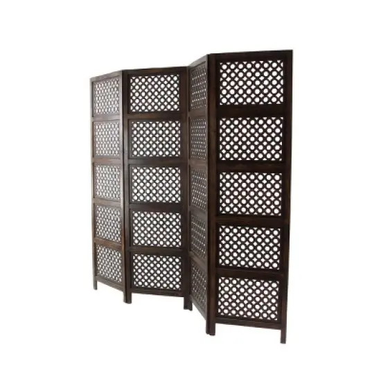 Traditional Wood Rectangle Room Divider Screen Brown - Olivia & May image {7}