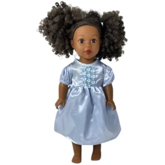 Size 6 Matching Girl And Doll Blue Satin Nightgown image {1}