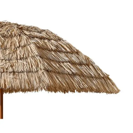 DOMETOUR 8'Thatch Patio Tiki Umbrella Tropical Palapa Raffia Tiki Hut Hawaiian Hula Beach Umbrella,Straw umbrella image {3}