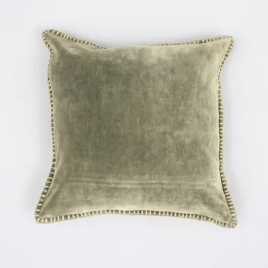 Chery Life Stonewashed Cotton Velvet Throw Pillow with Decorative Handstiched Edges-19X19" image {10}