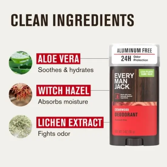 Every Man Jack Cedarwood Men's Natural Deodorant - Aluminum-Free 3oz image {6}