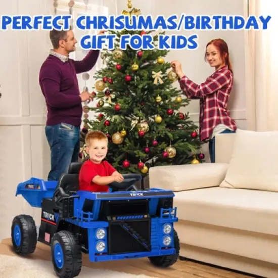 Ride on Dump Truck, 12 Volt Ride on Toys with Electric Dump Bed, Electric Car for Kids with Remote Control, Shoel, LED Lights, Musci Player image {6}