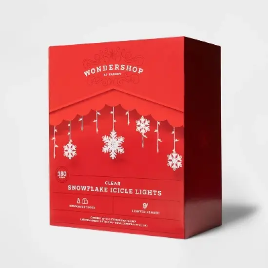 150ct Incandescent Christmas Icicle Lights with Snowflake Novelty Accent Clear Bulbs with White Wire - Wondershop&trade; image {1}