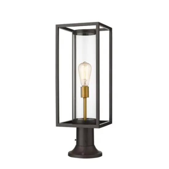 Dunbroch Outdoor Pier Mounted Light - 8" Glass Lantern, Dimmable, Wet Rated, 60W image {3}