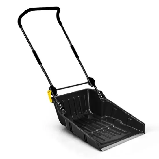 Costway 24'' Folding Poly Snow Shovel Snow Pusher w/Wheels U-Shape Handle image {10}