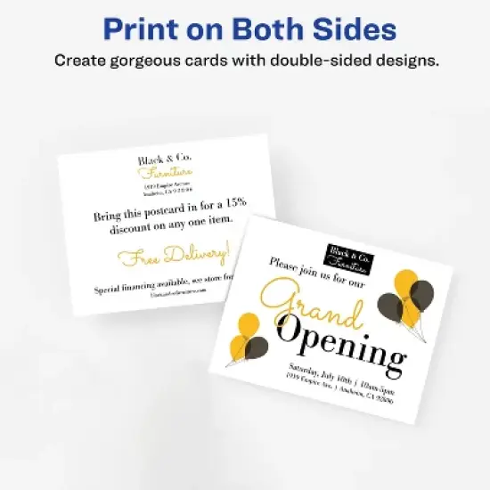 Avery Printable Postcards with Sure Feed Technology, 4" x 6", White, 100 Blank Postcards for Laser Printers (5389) image {3}