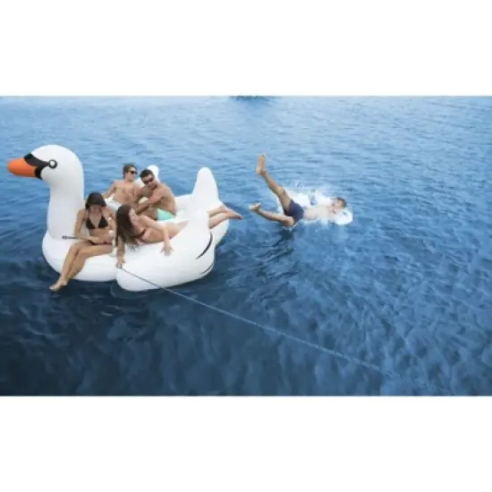 Swim Central 105" Inflatable Giant Swan Mega Island image {4}