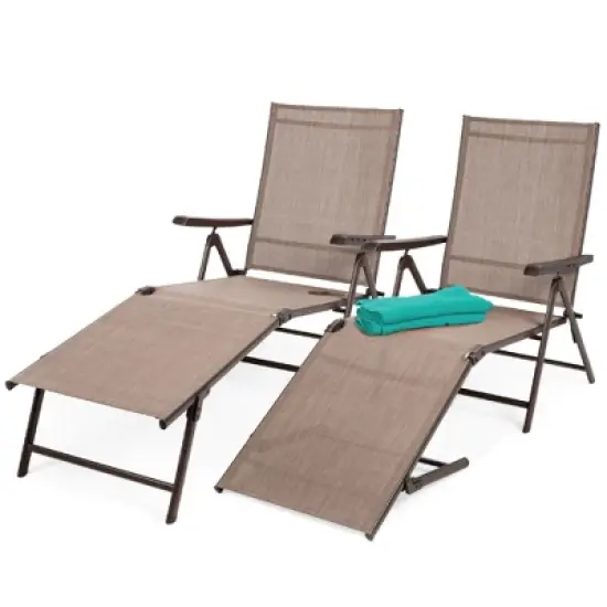 Best Choice Products Set of 2 Outdoor Patio Chaise Lounge Chair Adjustable Folding Pool Lounger w/ Steel Frame image {9}