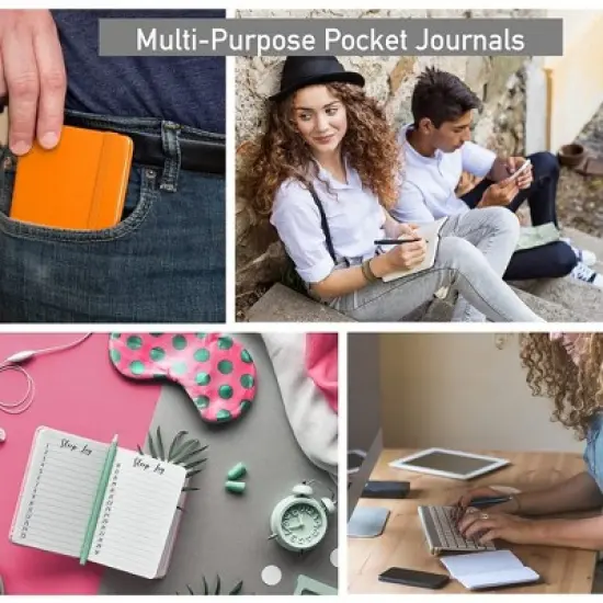 Simply Genius A6 Pocket Size Mini Notebooks with Hardcover - 124 pages (3.7" x 5.7") with Inner Pocket (Orange, 3 Pack) image {3}