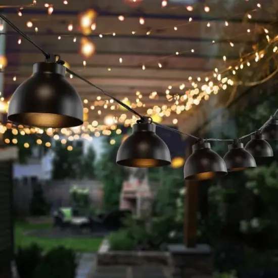 Claudie LED Outdoor String Lights - 120" - 10 Light - PLT4049 - Black - Safavieh image {3}