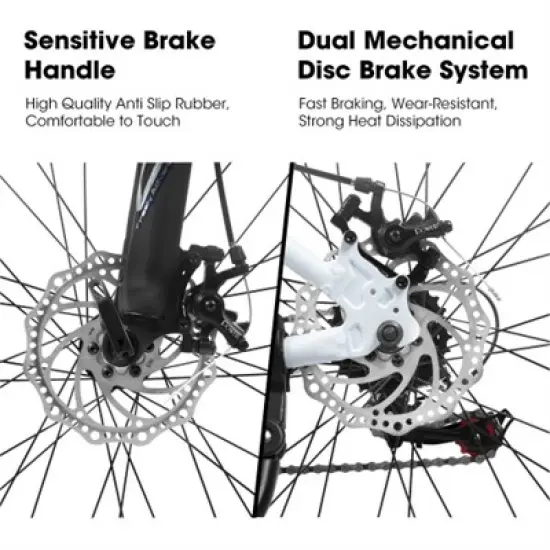 VASIP 27 Inch Mountain Bike 21 Speed, Suspension Fork, Aluminum Frame Disc Brake, Mountain biking for both men and women, White image {6}