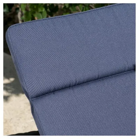 Salem Brown Wicker Adjustable Chaise Lounge - Navy - Christopher Knight Home: Weather-Resistant Patio Furniture image {3}