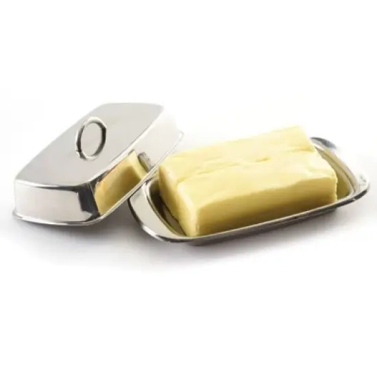 Norpro Durable Stainless Steel Double Wide Covered Butter Dish with Lid image {1}