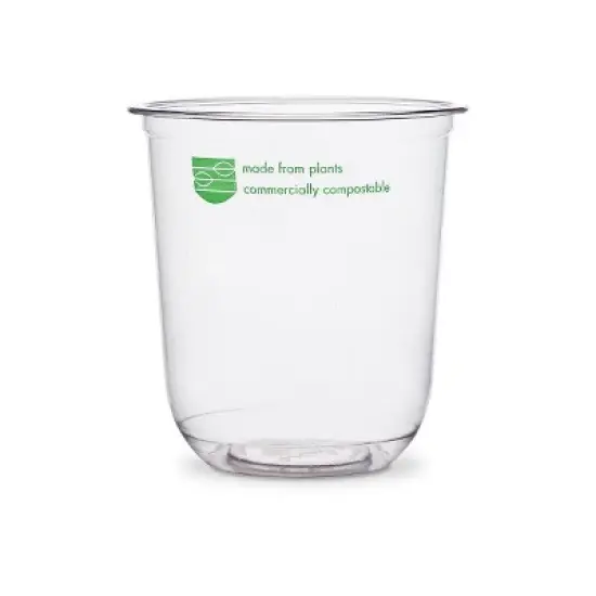 Vegware 16 oz Bella Pot Clear PLA Compostable - Pack of 50 image {1}