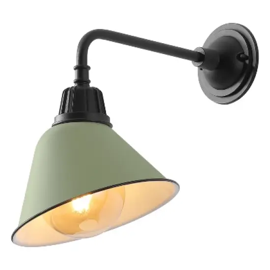 JONATHAN Y Croydon Farmhouse Industrial Indoor/Outdoor Iron LED Gooseneck Arm Outdoor Sconce image {8}