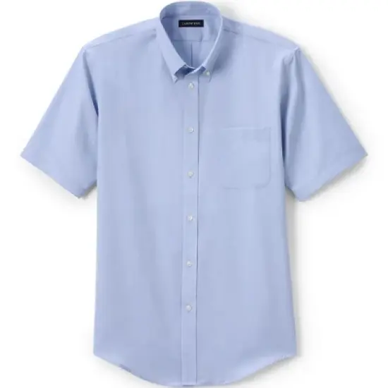 Lands' End School Uniform Men's Short Sleeve No Iron Pinpoint Dress Shirt image {3}