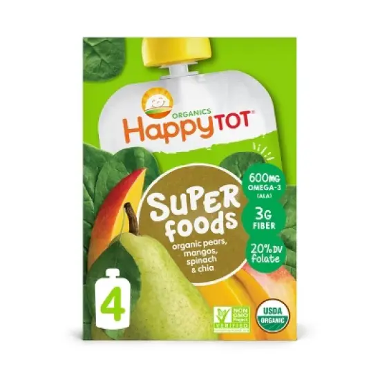 HappyTot Super Foods 4pk Organic Pears Mangos & Spinach with Super Chia - 16.88oz image {3}