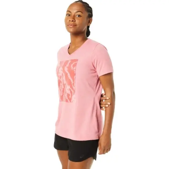 ASICS Women's SHORT SLEEVE ASICS PRINT V-NECK Running Apparel 2032C572 image {2}