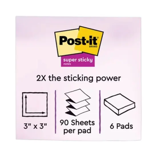 Post-it Dispenser Notes Super Sticky Pop-up 3 x 3 Note Refill, 3" x 3", Playful Primaries Collection Colors, 90 Sheets/Pad, 6 Pads/Pack image {1}