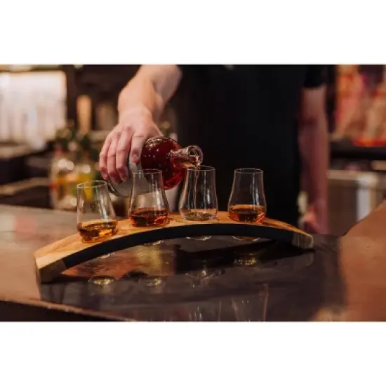 Legacy Acacia Wood Lowlands Whiskey Flight Glencairn Glass Tasting Set image {2}