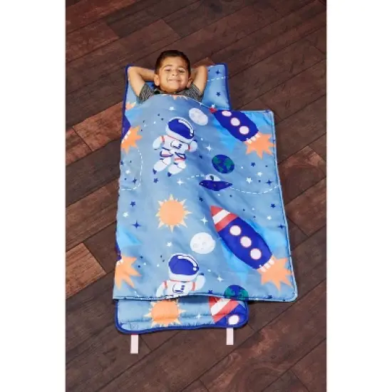 Everyday Kids Outer Space Nap Mat with Removable Pillow &ndash; Soft, Roll-Up Design with Handle and Straps &ndash; Perfect for Kids Ages 3&ndash;6, Travel & Daycare image {10}