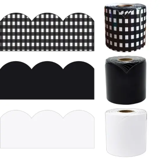 Carson Dellosa Education 65' Black, White, & Gingham 3 Pack Rolled Bulletin Board Border Set (3 rolled borders) image {5}