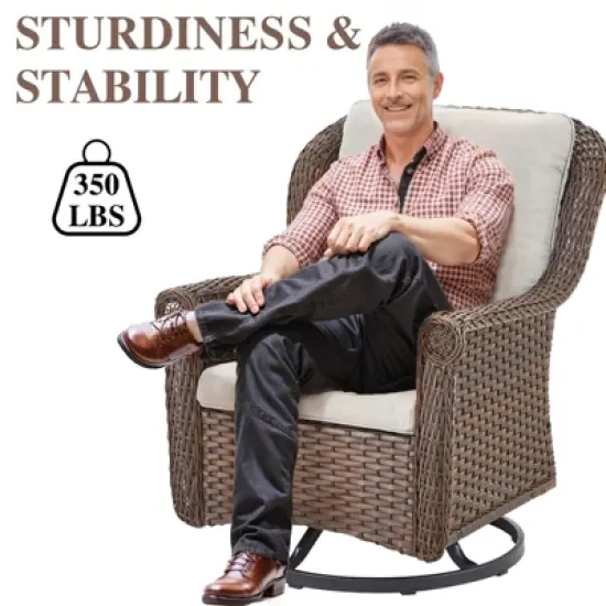 Outdoor Swivel Chair Wicker Patio Glider Chair High Back Swivel Chairs Set of 2 image {7}