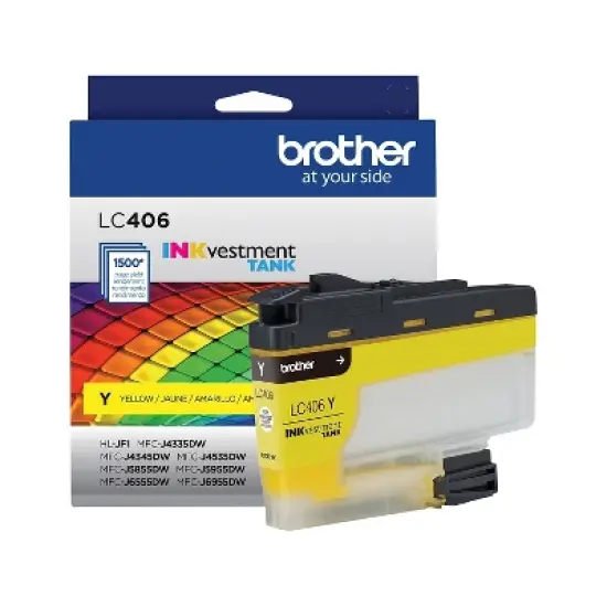 Brother LC406 Yellow Standard Yield Ink Cartridge Prints Up to 1 500 Pages (LC406YS) image {2}