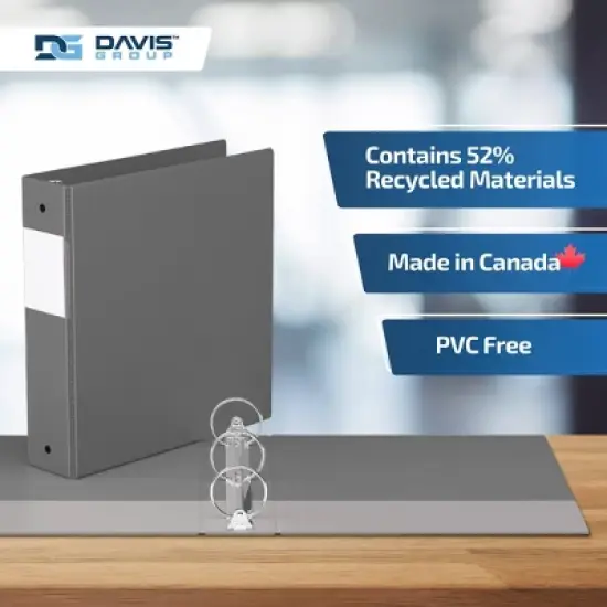 Premium Economy 2" Round Ring Binder 6pk Gray: Davis Group, Polypropylene, 400 Sheet Capacity, 2 Pockets image {6}