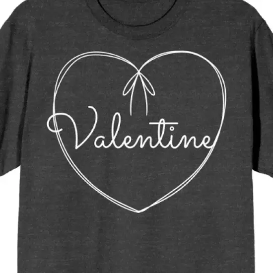 Valentine's Day String Heart Crew Neck Short Sleeve Charcoal Heather Women's T-shirt image {1}