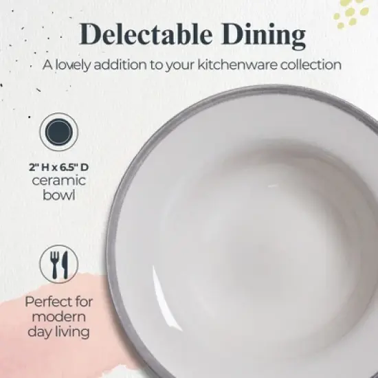 Portmeirion Potter's Brushstroke Oatmeal Bowl, Set of 4, Ideal for Porridge, Soup, Desserts, Durable Earthenware Bowls, Made in UK - Grey image {3}