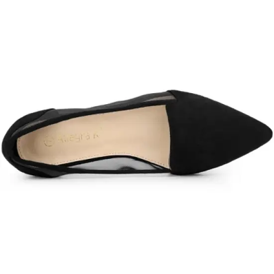 Allegra K Women's Pointed Toe Mesh Slip on Ballet Flats image {4}