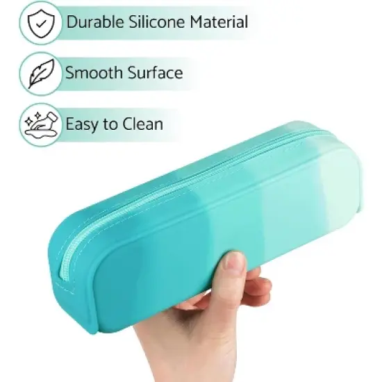 Boersma Green Pencil Case &ndash; Large Capacity Waterproof Silicone Pen Pouch, Aesthetic Stationery Organizer for School, Office, Teen Boys & Girls image {6}