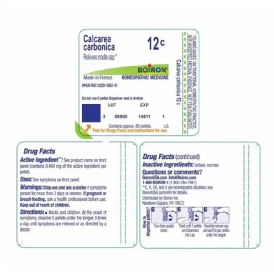 Calcarea Carbonica 12C by Boiron Homeopathic Single Medicine For Children  -  80 Pellet image {1}