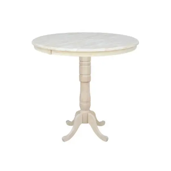 36" Round Extendable Table with 12" Drop Leaf Unfinished - International Concepts image {9}