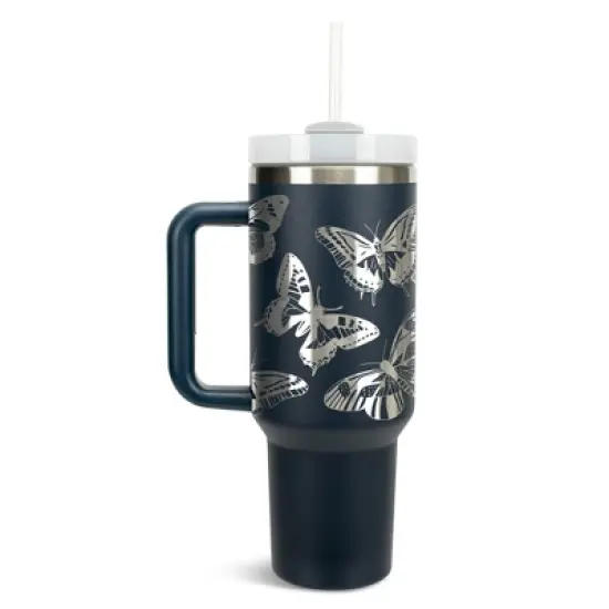 Elanze Designs Large Monarch Butterfly Garden 40 oz. Stainless Steel, Large Water Bottle Coffee Mug, Spill & Leak Resistant, Thermal Travel Tumbler image {1}