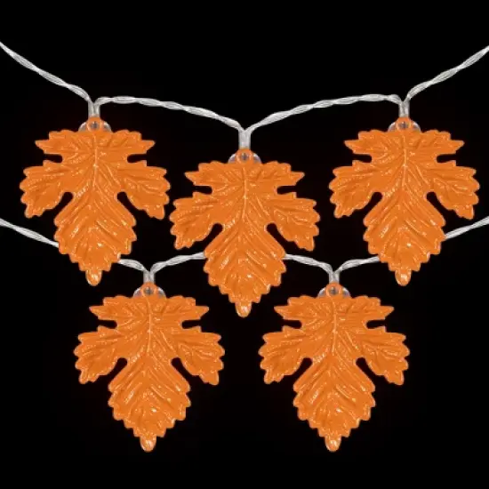 Northlight 10-Count Orange LED Fall Harvest Maple Leaf Fairy Lights, 5.5ft, Copper Wire image {2}