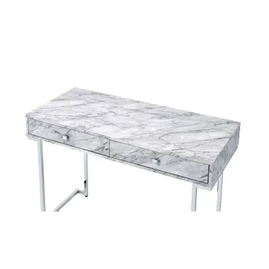 Tigress Writing Desk White/Chrome - Acme Furniture image {2}